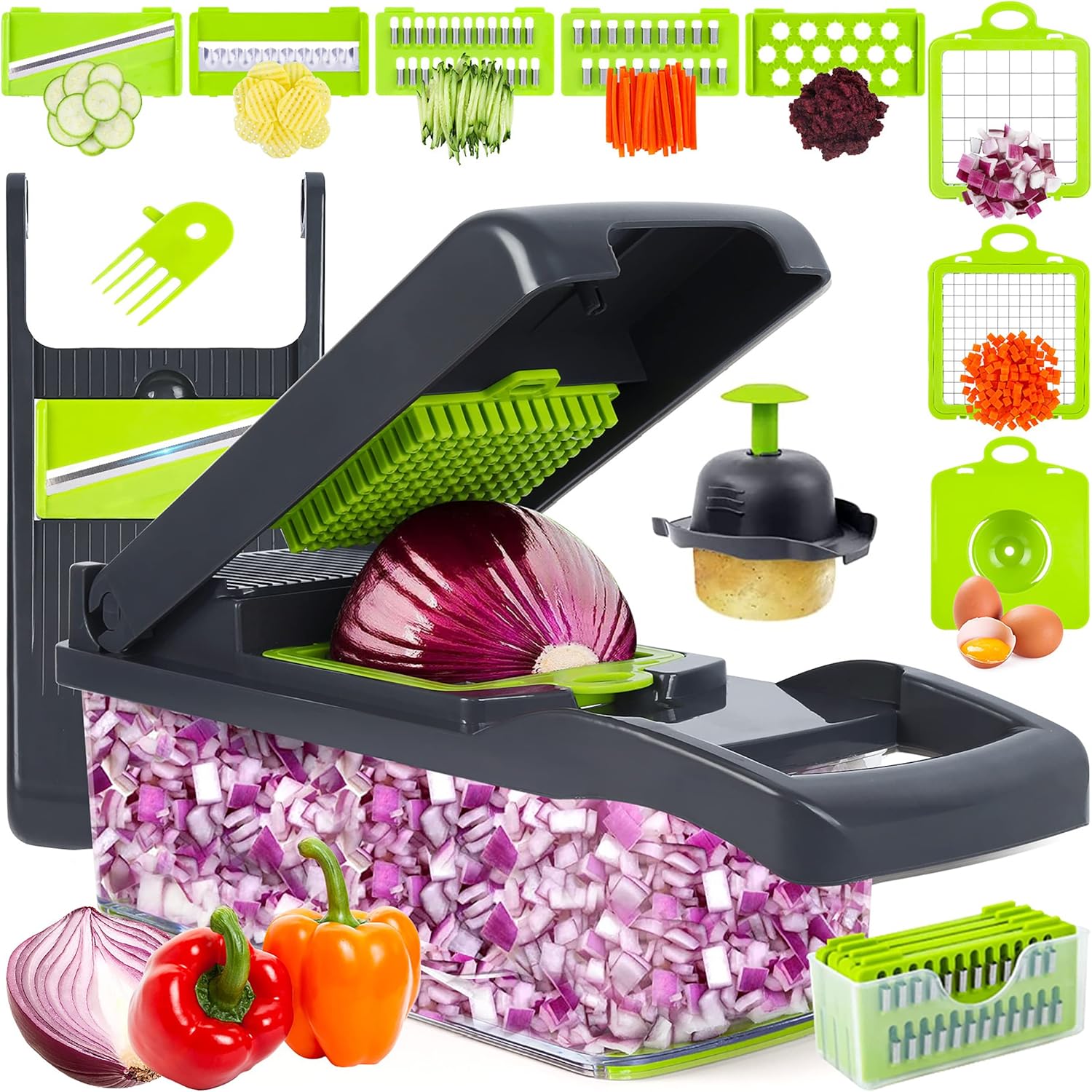 Vegetable cutter - Slicer cutter - Fruit cutter - Slicer - Chopper - Multifunctional cutter - 16 in 1 cutter - Dicer - Manual cutter - Onion chopper - Vegetable chopper slicer - 16 in 1 slicer cutter - peeler - Best tool for fruits/Vegetables